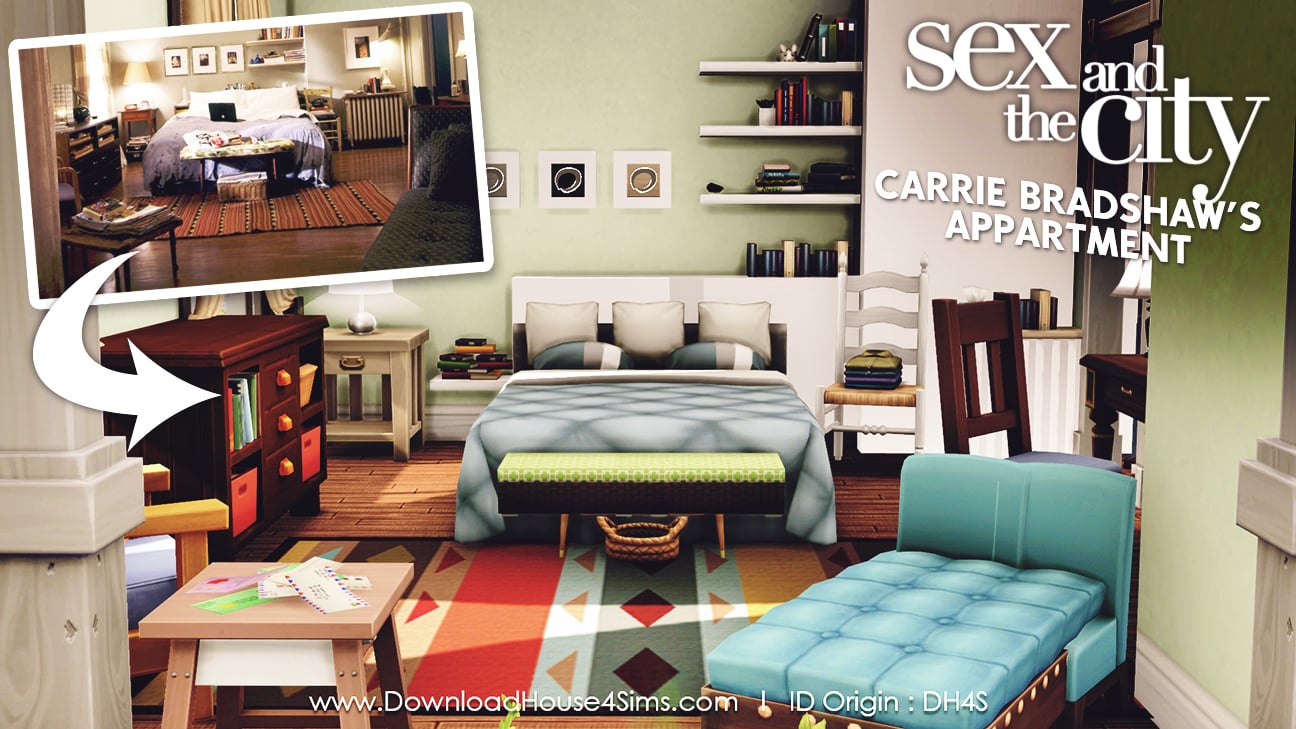 Carrie Bradshaw appartment sims 4 download no cc