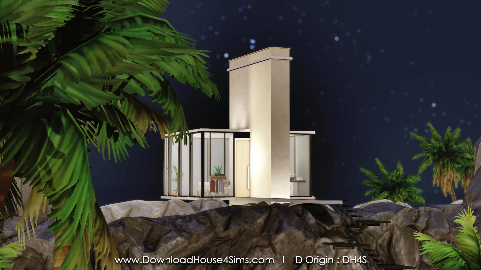Sims 4 cliff modern tiny house NO CC 
