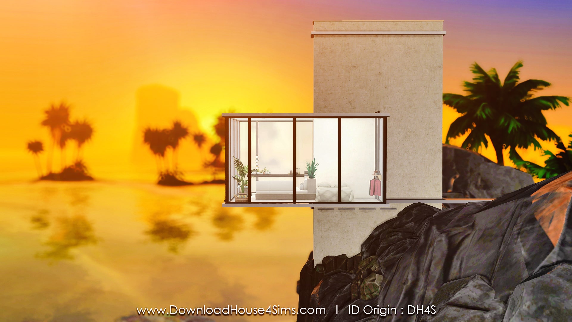 Sims 4 cliff modern tiny house NO CC 